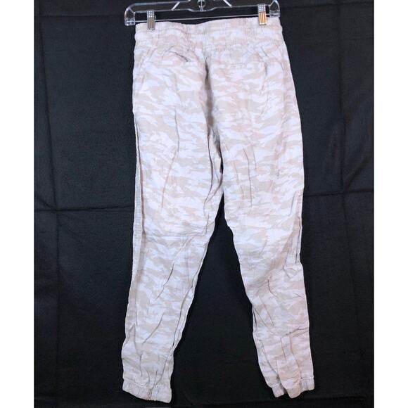 Athleta Womens Pants Tan Cream Camouflage Petite Cabo Tide Linen Jogger 2P - Picture 10 of 12